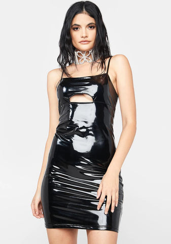 Night Goddess Within Vinyl Mini Dress