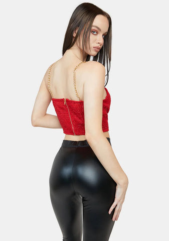 Scarlet Chained Heart Bustier Top