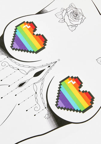Rainbow Pixel Heart Pasties
