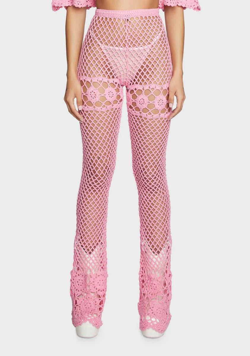 Dream Away Crochet Bell Bottoms Pink