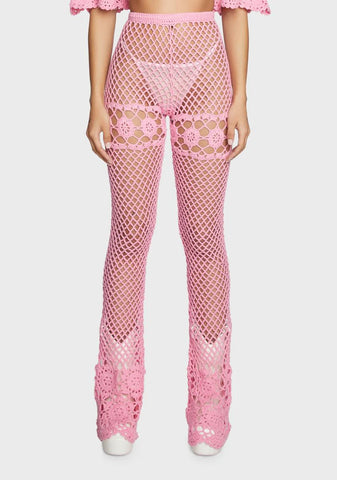 Dream Away Crochet Bell Bottoms Pink