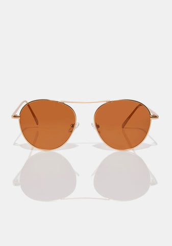 Ahoy Gold Brown Aviator Sunglasses
