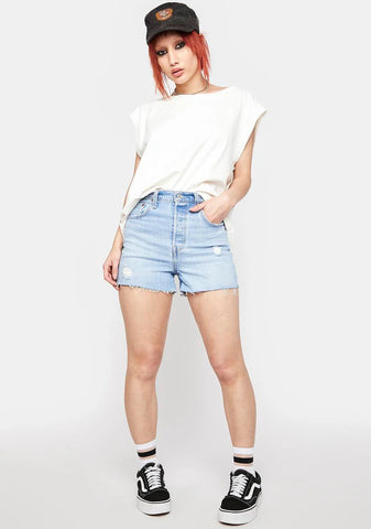 Tango Bleach Ribcage Denim Shorts