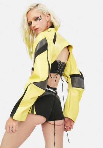 Yellow Sneaker Moto Choker Jacket
