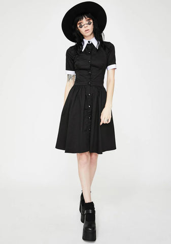 Wednesday Addams Short Sleeve Mini Dress