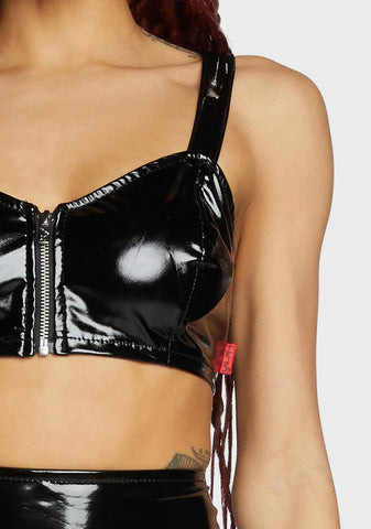 Vinyl Zip Crop Top