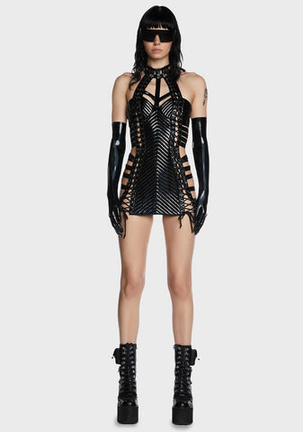 Rude Awakening Mini Dress - Black Holo