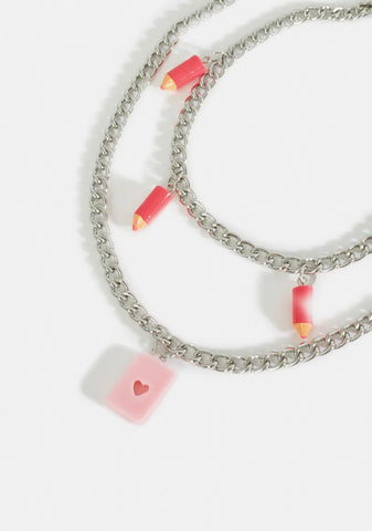 Hottie Drawn To U Pencil Charm Necklace