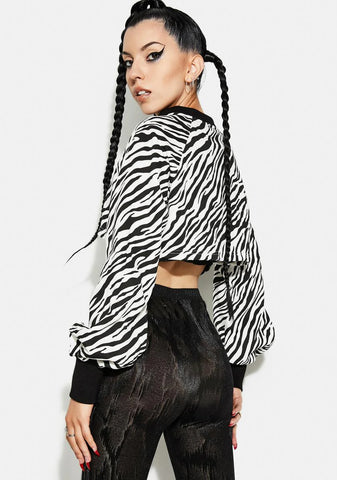 Zebra Print Double Zipper Cardigan