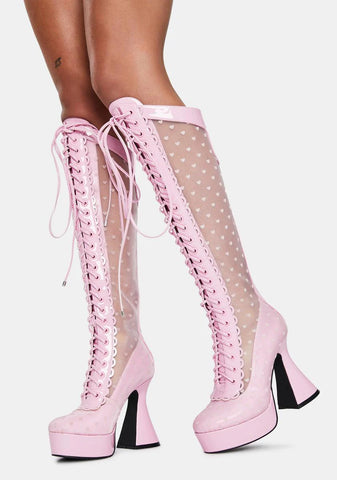 Playing Cupid Lace Up Boots