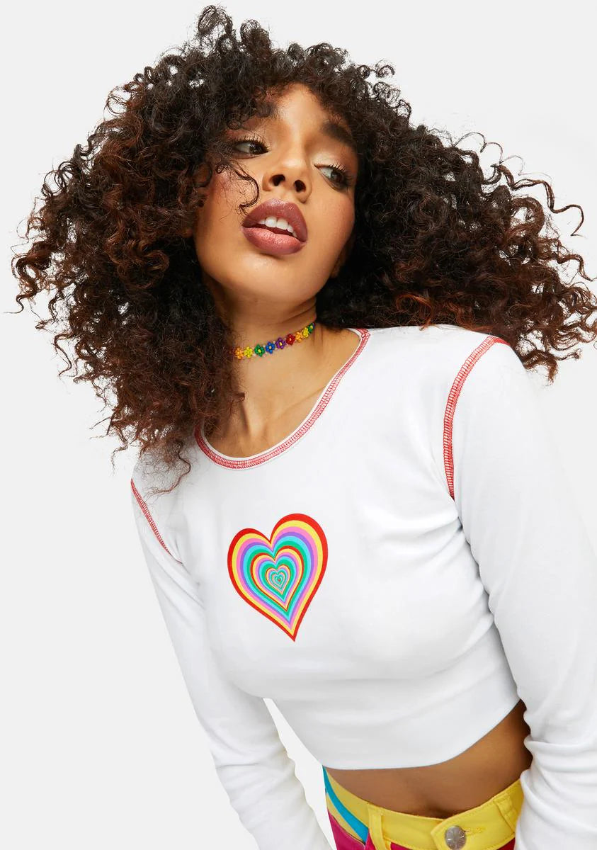 Take It 2 Heart Contrast Stitch Long Sleeve Top