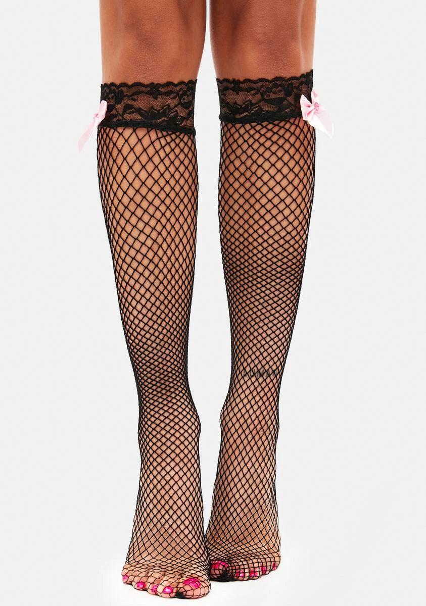 Walk My Way Fishnet Crew Socks
