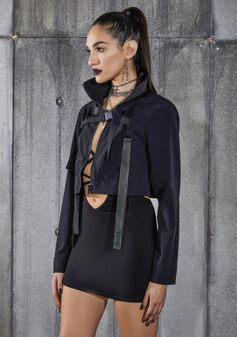 Snare Cropped Buckle Windbreaker