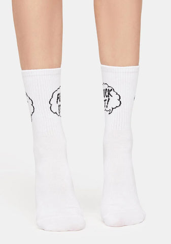 White Fuck It 1/4 Socks