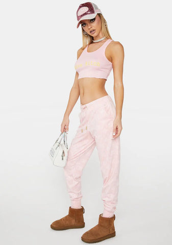 Whisper Pink Embossed Velour Pants
