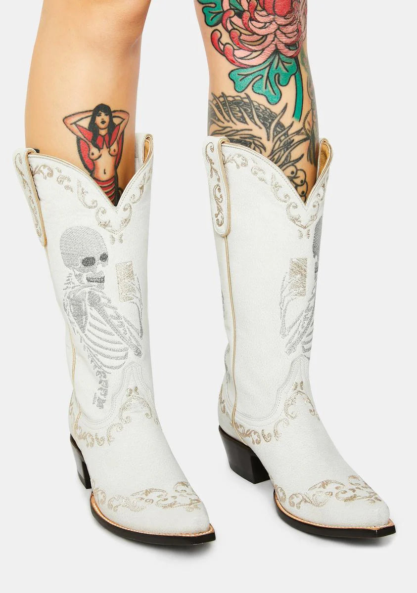White Selfie Cowboy Boots