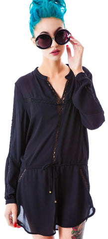Heather Tunic Top - Black