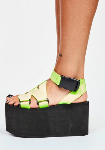 Yellow Lullaby Platform Sandals