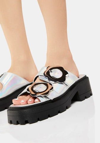 Amber Flower Chunky Sole Sliders