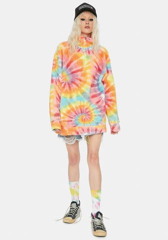 Tie Dye Oversized Zip Fleece