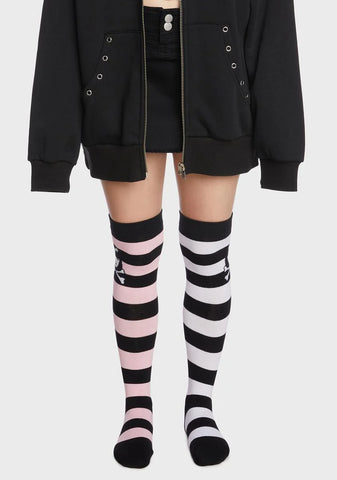 Yawn Away Mismatched Striped Socks