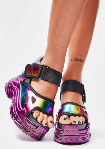 Rainbow Watch Me Glow Platform Sandals