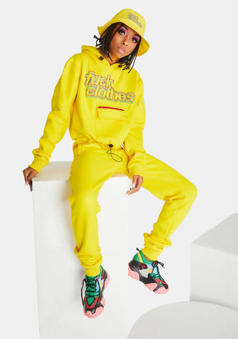 Yellow Fuck Clothes Joggers Set