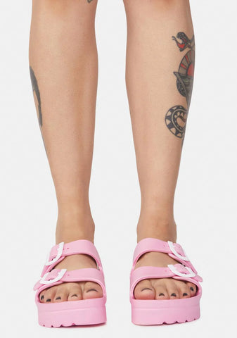 Bubblegum My Way Out Buckle Slides