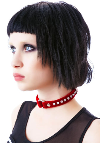 O Face Velvet Crystal Choker - Purple