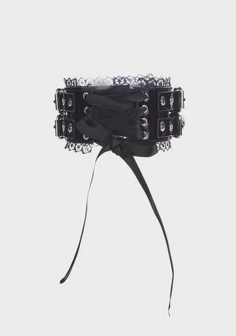 Midnight Mutters Lace-Up Choker