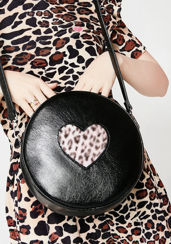 Pink Fur Heart Vinyl Bag