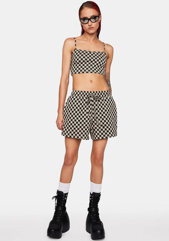 Checkered Print Lounge Shorts