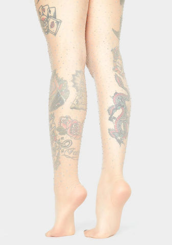 Nude Midnight Glimmer Rhinestone Tights