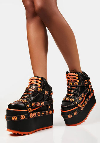 Orange Qozmo Bondage Jack-O-Lantern Platform Sneakers