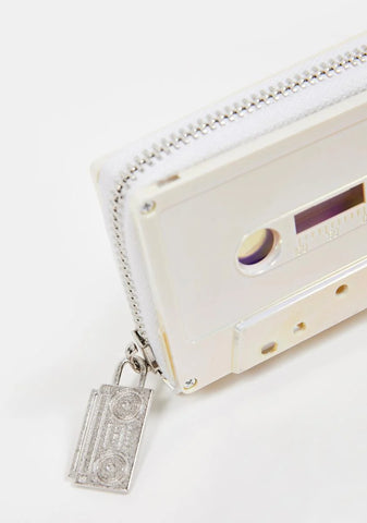 Electro White Retro Cassette Tape Wallet