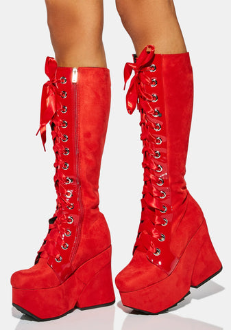Satin Sheets Knee High Platform Boots