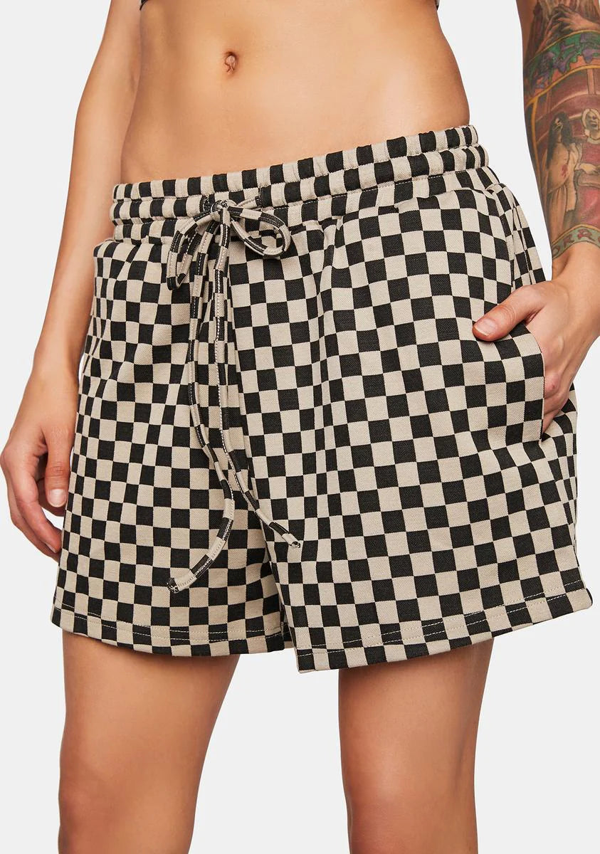 Checkered Print Lounge Shorts