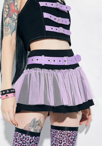 Str8 To Hell Buckle Mini Skirt