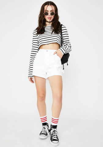 White High Rise Carpenter Shorts