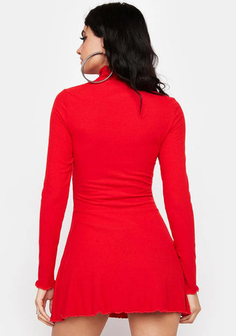 Scarlet Ready To Impress Mock Neck Mini Dress