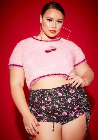 Miss Choose Ur Cherry Ruched Mini Shorts