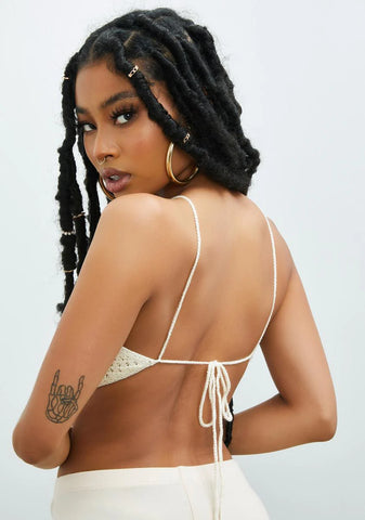 Latte Stand Too Close Crochet Halter Top