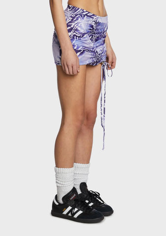 Zebra Ruched Mini Skirt