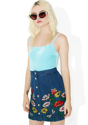 Among The Flowers Embroidered Skirt