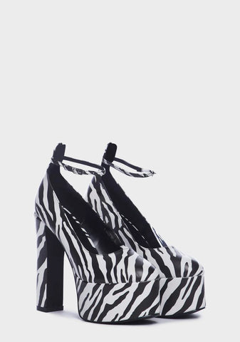 Zebra Donatella Platform Heels