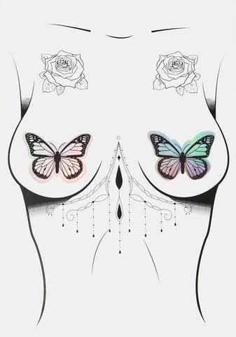 Rainbow Sherbet Tie Dye Velvet UV Butterfly Pasties