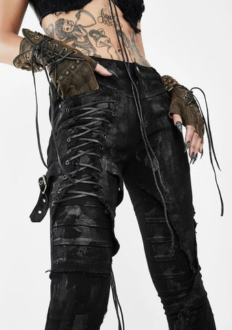 Skinny Pants With Lace Panel