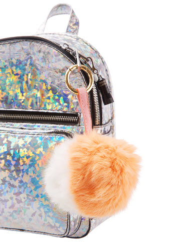 Split Personality Fluffy Pom Keychain