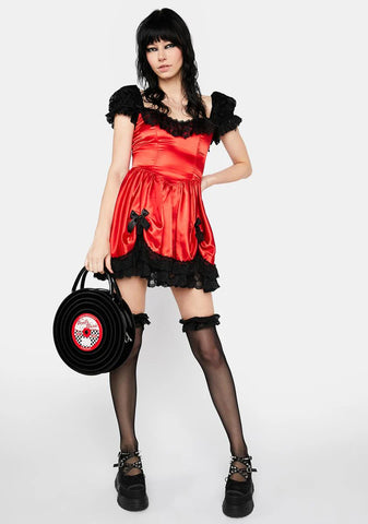 Fiery Bad Meets Evil Satin Mini Dress