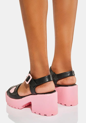 Romance Rebel Pink Heart Sandals